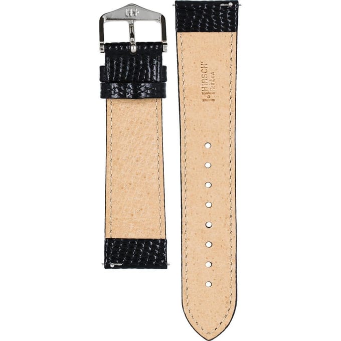 Hirsh Horlogeband -  Rainbow Zwart - Leer - 22mm