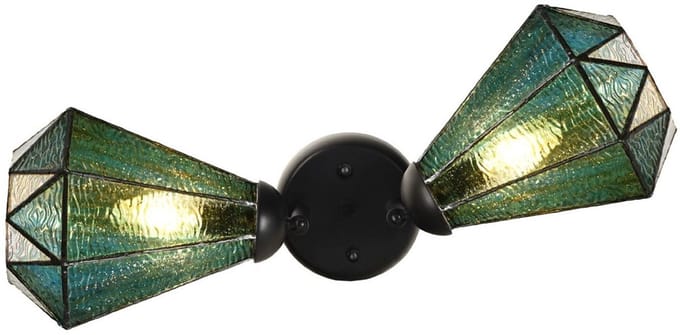 Dubbele spot Zwart met Arata Green - Art Deco Trade