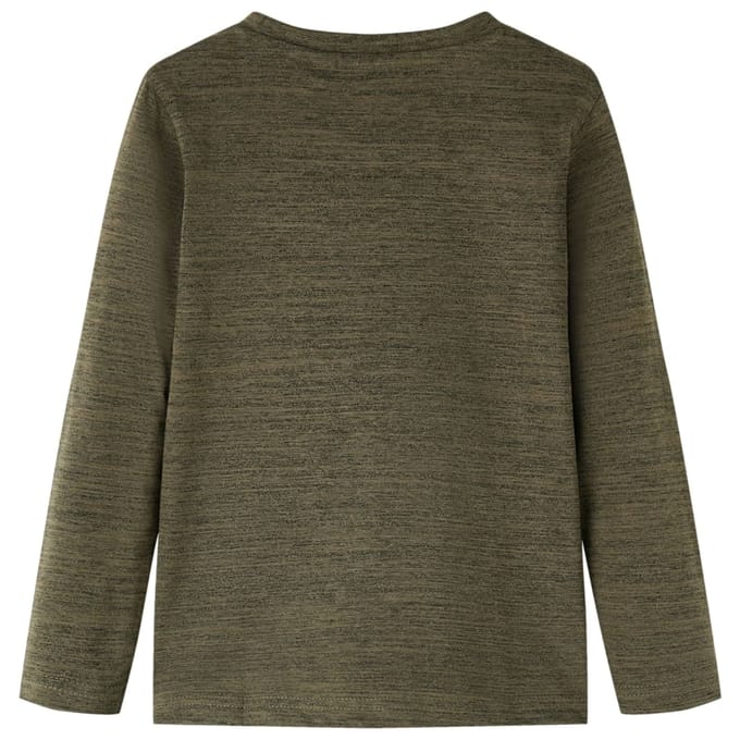 vidaXL - Kindershirt - met - lange - mouwen - 128 - gemêleerd - kakikleurig
