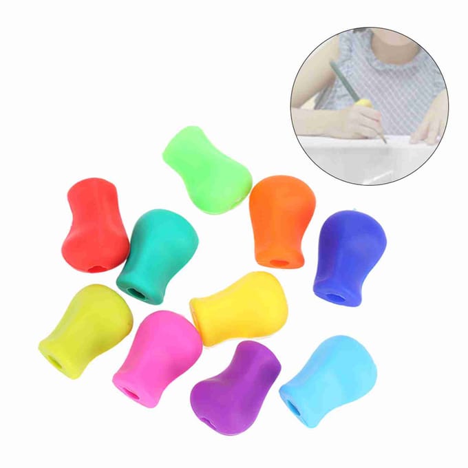 10 stuks Siliconen Potlood Schrijfhouder Ergonomisch Pen Schrijfhulpmiddel voor Kinderen Studenten blue