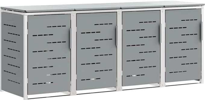 vidaXL - Containerombouw - for - 4 - Bins - 240L - Roestvrij - staal - Grijs