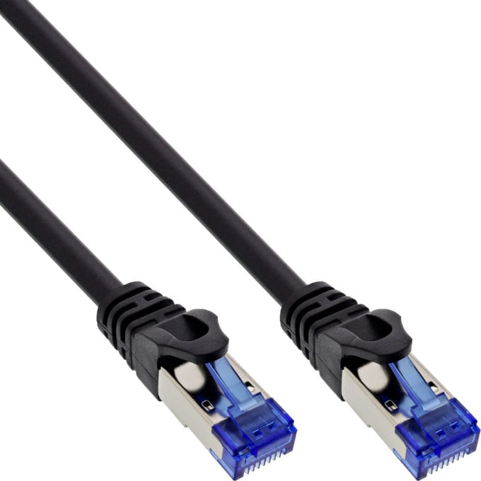 InLine® Patchkabel armored, U/FTP, Cat.6A, zwart, 25m