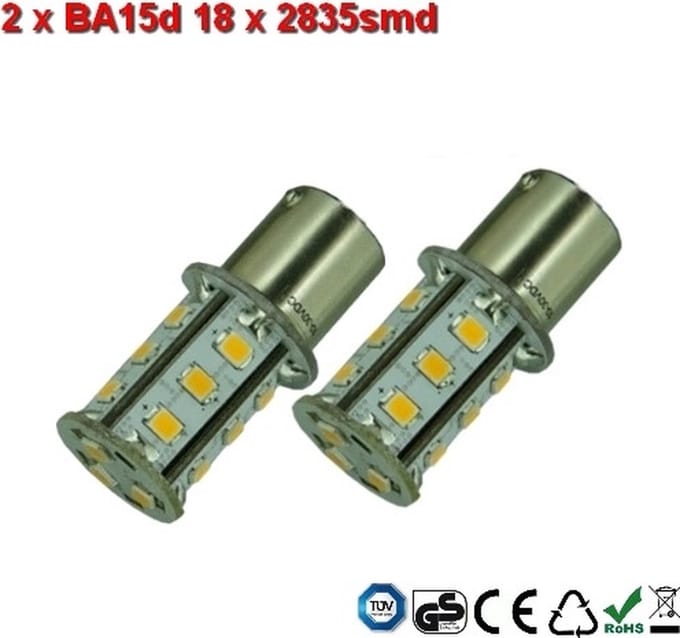 2 x BA15d-18x2835smd- Cool-Wit 10-30v Navigatie