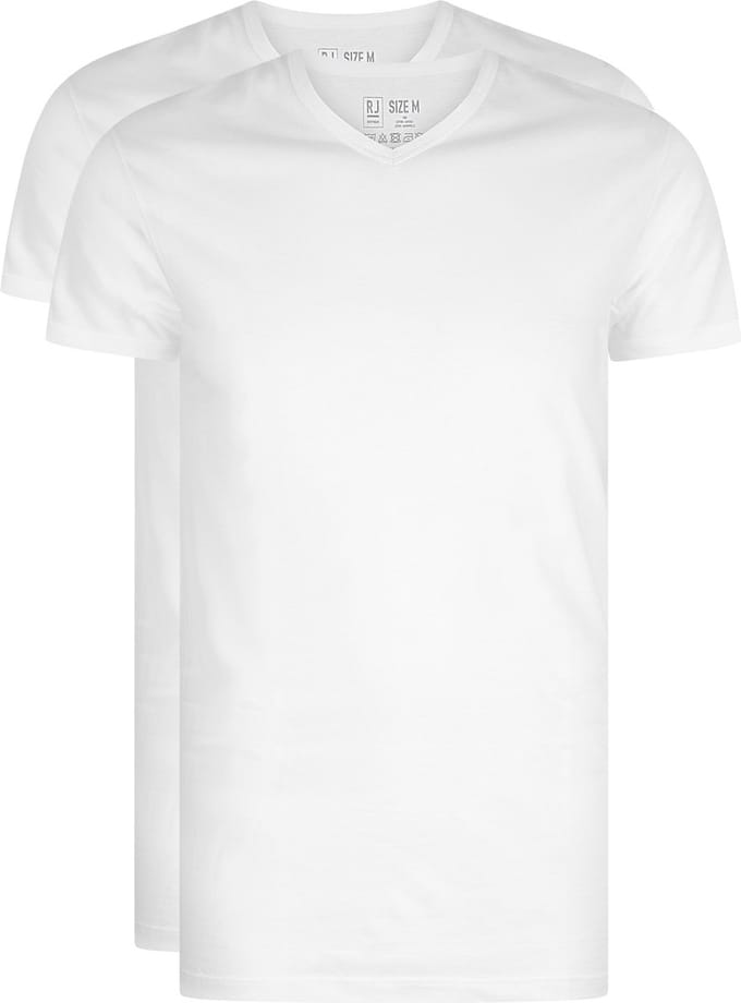RJ Everyday 2-Pck Den Haag Thin V-Neck Extra Long Wit XXL