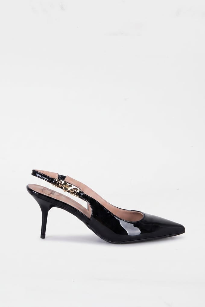 Moschino Love Chain Strap Patent Leather Slingbacks Black Maat: 37 | Pumps Outlet | Dames | Zwart