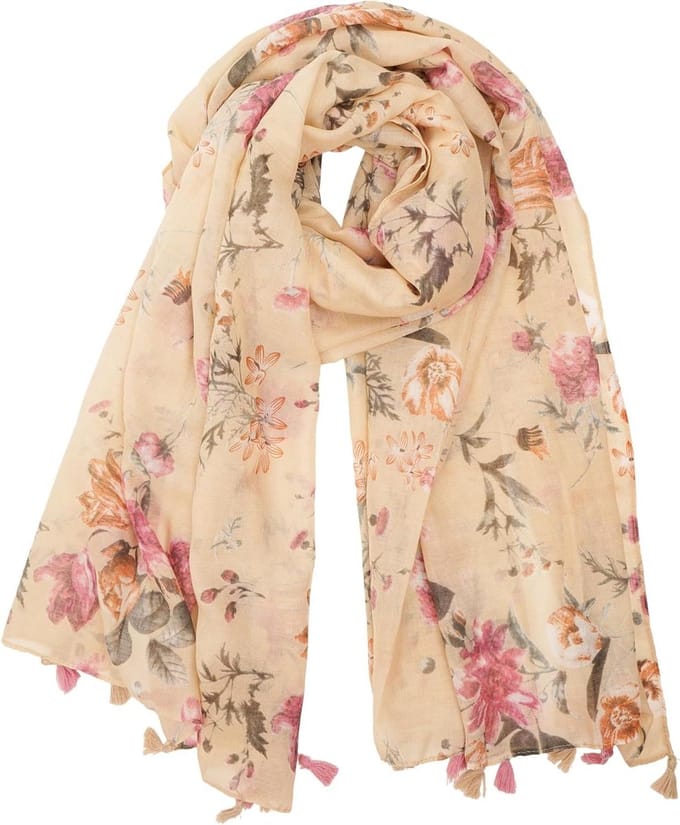 Boho Sjaal Dames - Bloemenprint Sjaal - Mode Accessoire - Lichtgewicht Fijn Gebreid - 178 x 89 cm - Multicolor