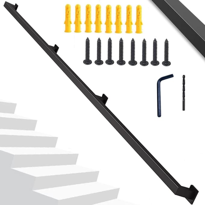 Trapleuning metaal - Muursteun beugel - Veiligheid thuis - Antiroest laag - 60 cm - Zwart