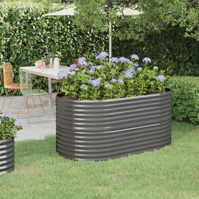 vidaXL - Plantenbak - 152x80x68 - cm - gegalvaniseerd - staal - grijs