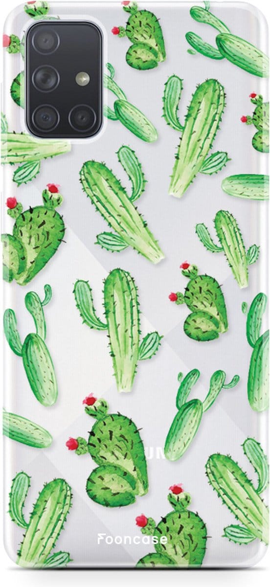 Fooncase Hoesje Geschikt voor Samsung Galaxy A51 - Shockproof Case - Back Cover / Soft Case - Cactus