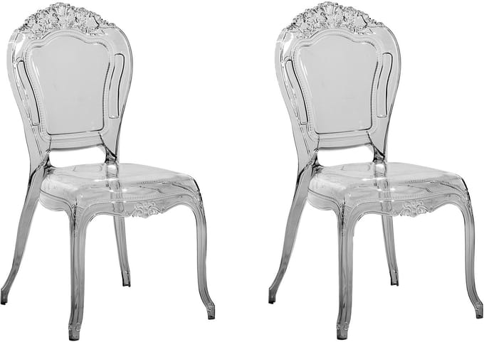 VERMONT - Eetkamerstoel set van 2 - Zwart/Transparant - Polycarbonaat