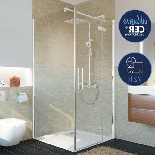 Breuer Avanta swing door with fixed part for side wall 90 cm, stop right 1406.005.101.004