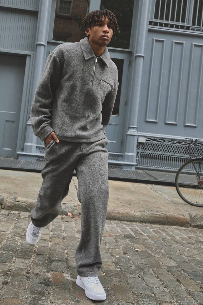 Relaxed Fit Boucle Elasticated Waist Trouser | Grey | Size Small