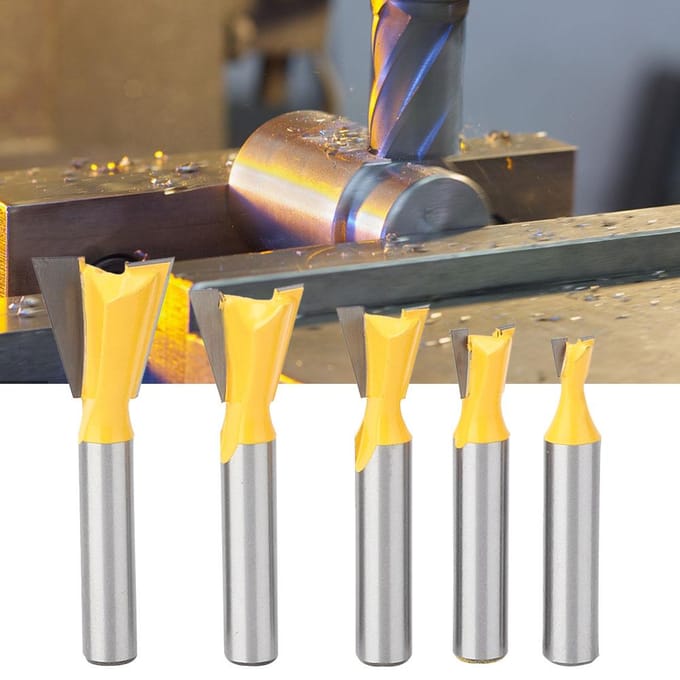 5 Stuks Houtbewerking Zwaluwstaart Bovenfreesbit Zwaluwstaart Eindfreesbit voor Houtbewerking