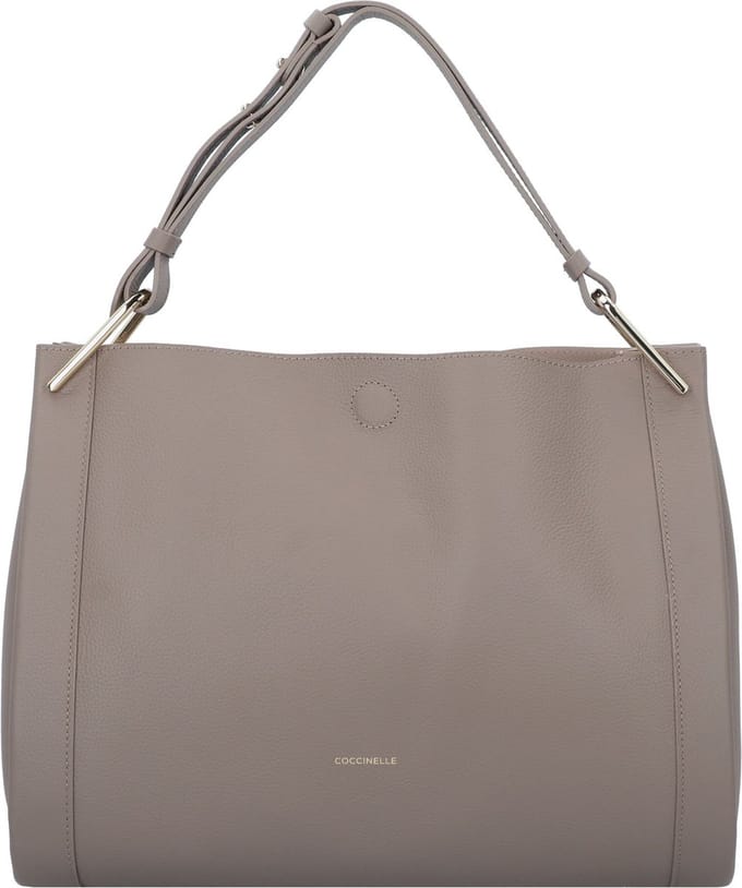 COCCINELLE Leren Schoudertas Wallace Handbag Double Grainy Leather Warm T. / Roset. Taupe