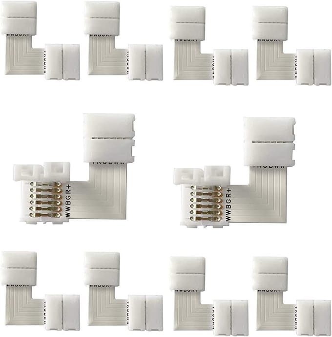Set van 10 Hoekconnectoren voor 12mm RGBWW LED Strips Zonder Lassen