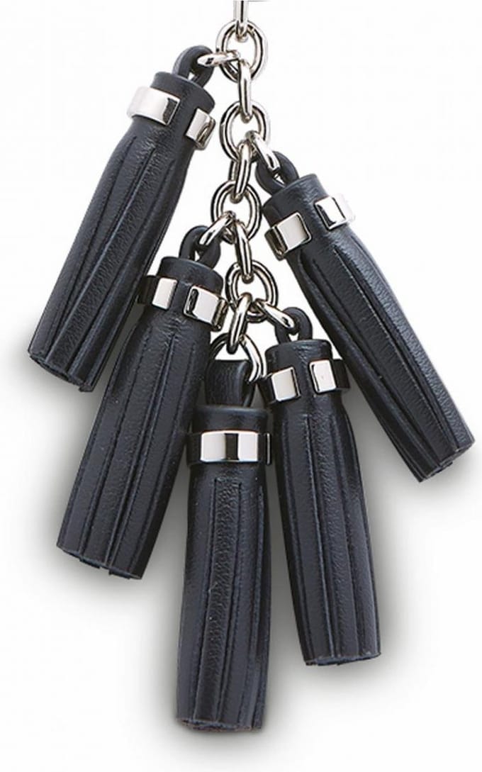 Lancel Sleutelhanger Tassensierraad Pompon leder Blue Marine 3,5 x 14 x 1,5 cm