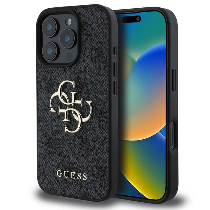 Guess 4G Metal Logo Backcover voor de Apple iPhone 16 Pro Max - Zwart