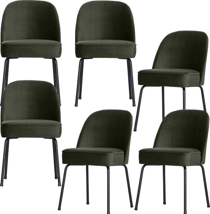 WOOOD Vogue Eetkamerstoelen - Fluweel - Donkergroen - Set van 6