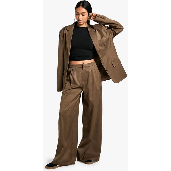 boohoo Dames Tailor-made wijde pijpen | Mokka | Maat: 36