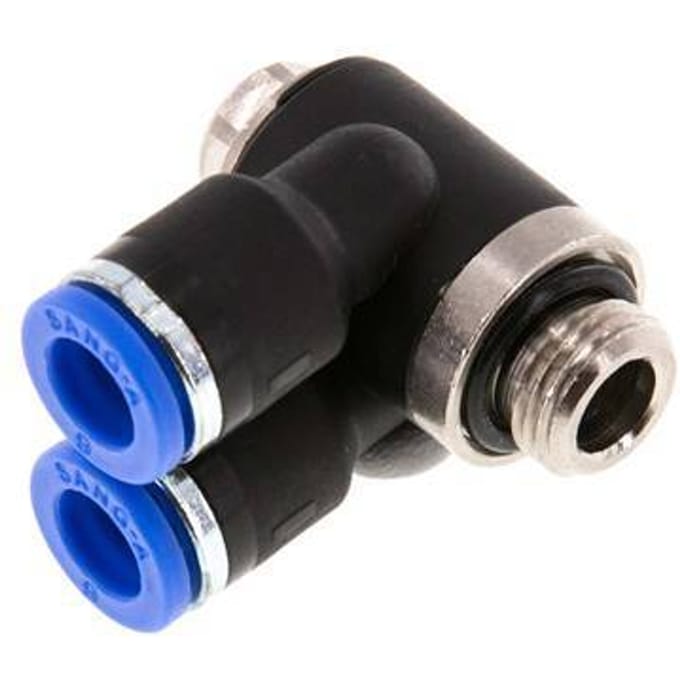 6mm x G1/8'' Double 90deg Elbow Messing/PA 66 Insteekfitting Buitendraad Draaibaar NBR [2 Stuks]