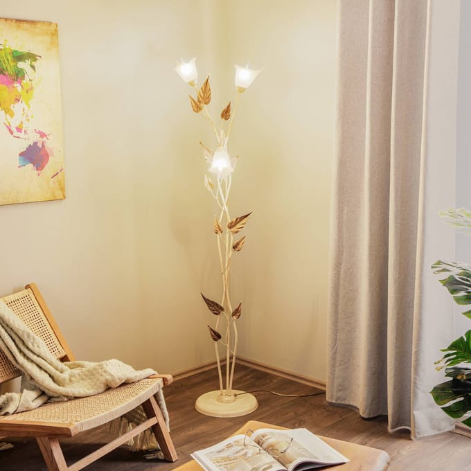ONLI Vloerlamp Vanda in Florentijnse stijl, ivoor