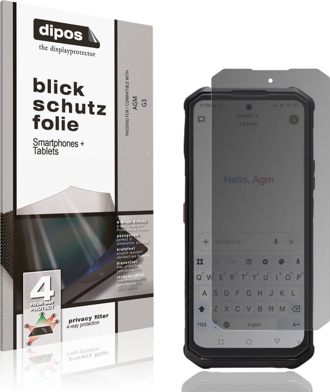 dipos – Matte Privacy Screenprotector geschikt voor AGM G3 | Anti-Spy Beschermfolie