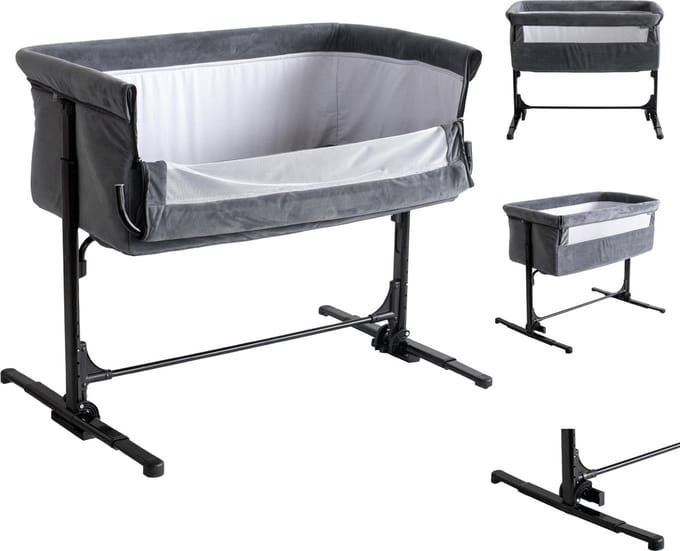 Born Lucky Co Sleeper Velvet Grijs - In hoogte verstelbaar - Tot 9 kg