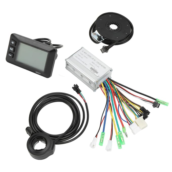Elektrische Fiets Motor Controller 15A Gemeenschappelijke Controller 36V 48V met LCDGD01 Paneel Duim Gashendel voor gray