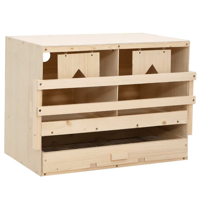 vidaXL Kippenlegkast 2 compartimenten 63x40x45 cm massief grenenhout