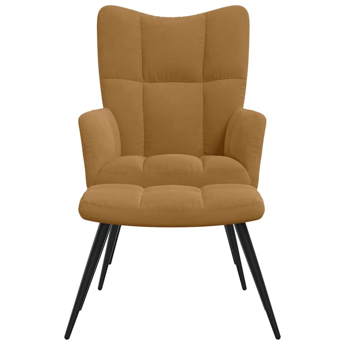 vidaXL - Relaxstoel - met - voetenbank - fluweel - bruin