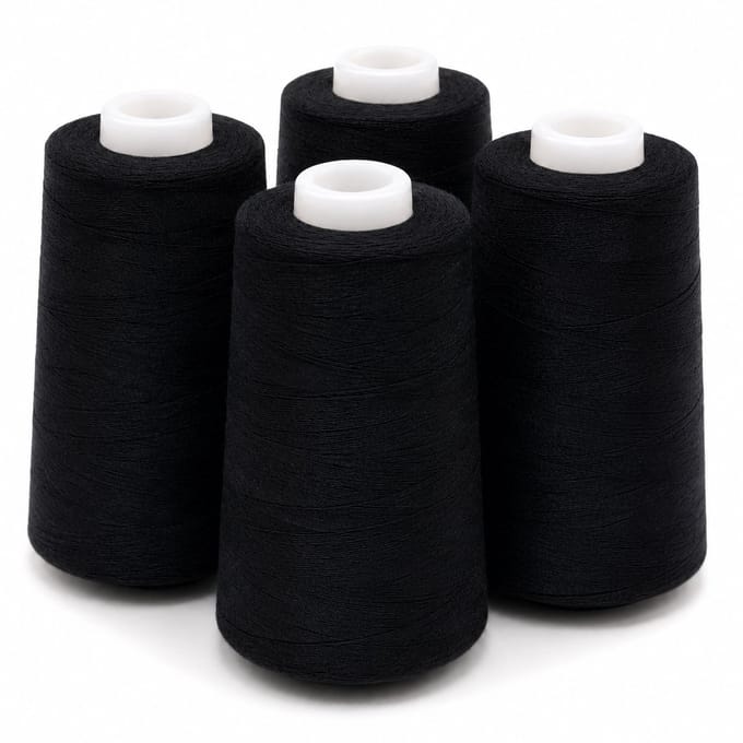 Polyester Overlockgaren – 4 Cones × 2700 m – Totaal 10.800 m – Zwart 500
