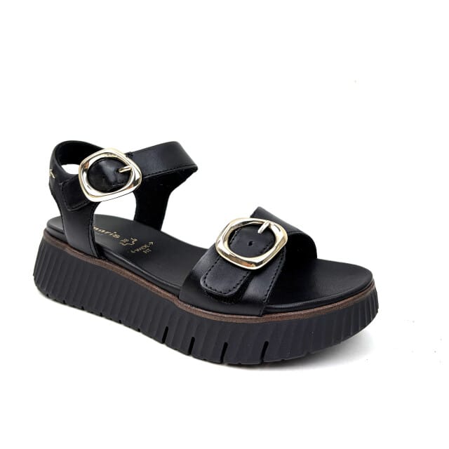 Comfortabele leren sandalen met sleehak