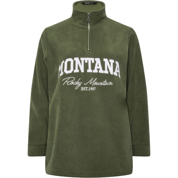 Yours Groene 'Montana' Fleece Met Kwartrits Size 42