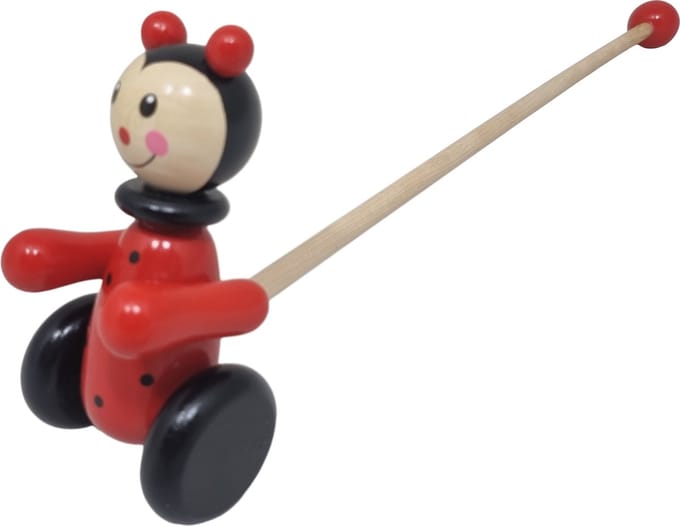 Playwood Houten duwstok Lieveheerbeest loopstok duwfiguur