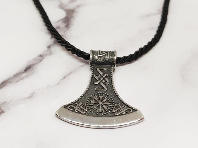 Mei's - Viking's Dane Axe - ketting heren - RVS zilver/zwart - 53 t/m 58 cm