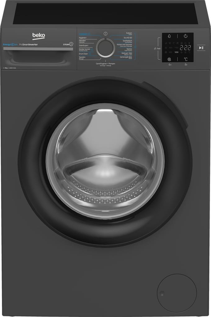 Beko BM3WFT3841A - EnergySpin - 8 Kg - Wasmachine - Zwart