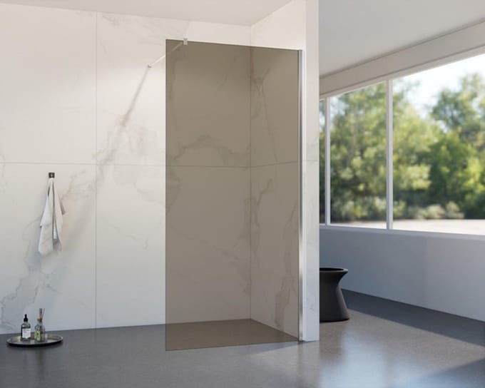 FugaFlow Eccelente Vetro inloopdouche - 180x200cm - rookglas - wandarm - chroom