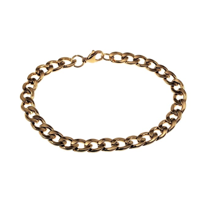 20 tot 21cm Armband Heren - Verguld RVS - Cubaanse-Schakelarmband