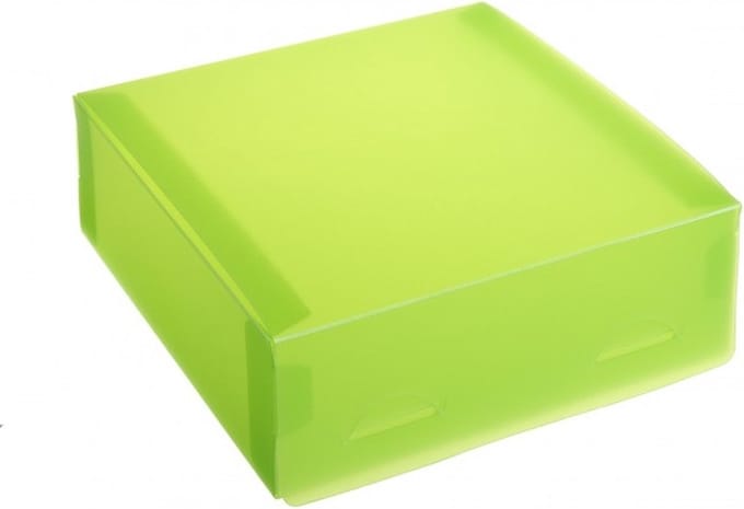 Cadeaudoosjes transparant kunststof, 15x15x5 cm APPELGROEN (10 stuks)
