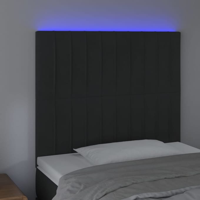 vidaXL - Hoofdbord - LED - 100x5x118/128 - cm - fluweel - zwart