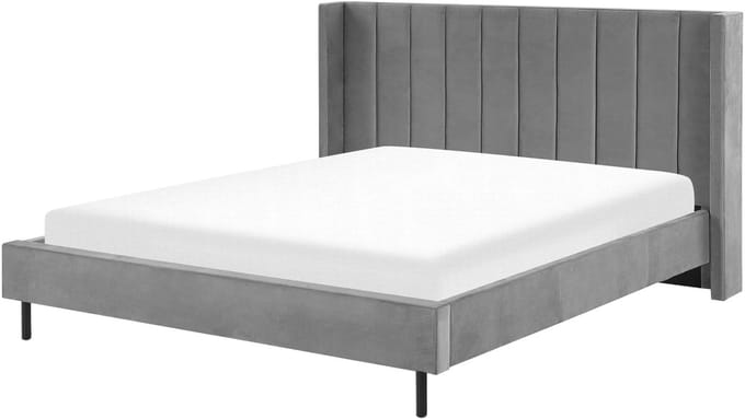 VILLETTE - Tweepersoonsbed - Grijs - 180 x 200 cm - Fluweel