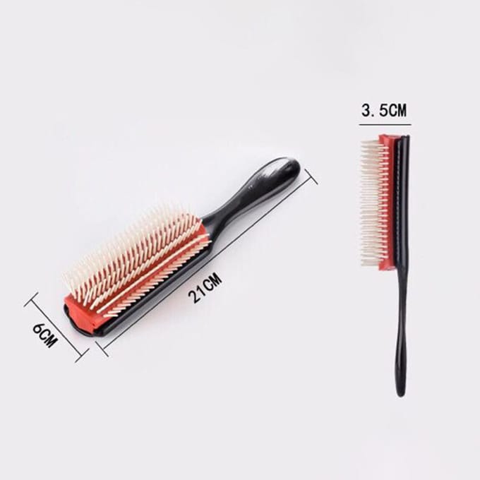 9 Rijen Haarborstel Haarborstel Kappers Scalpmassage Haar Kam Styling Tools rood zwarte kleur