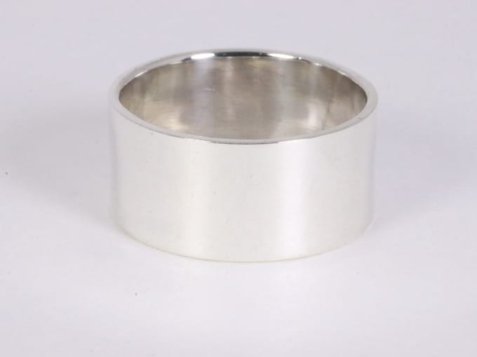 Brede gladde zilveren ring - 11 mm. - maat 17.5