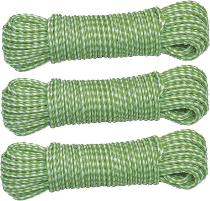 AMIG Paracord touw - 3x - 10 meter - D4mm - 100kg - PP/PE - lichtgroen/wit