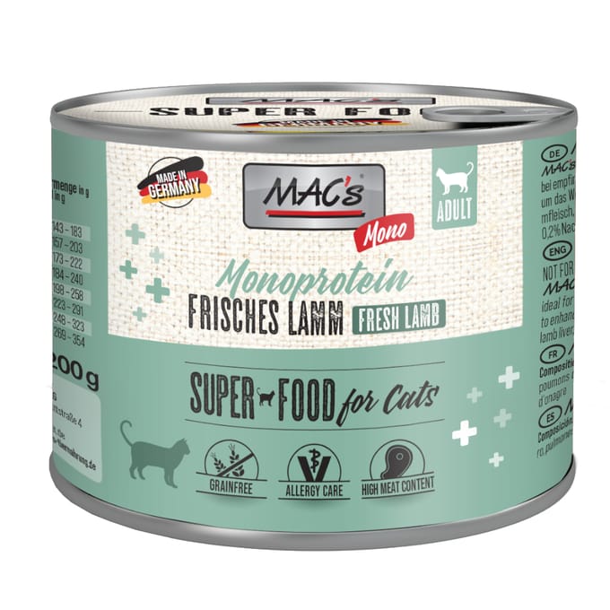 6x200g MAC´s Cat Mono Sensitive Lam Kattenvoer