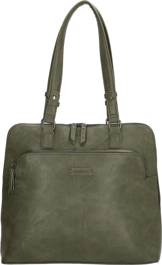 Enrico Benetti Caen 66470 Laptoptas schoudertas - 13 inch - Olijf groen