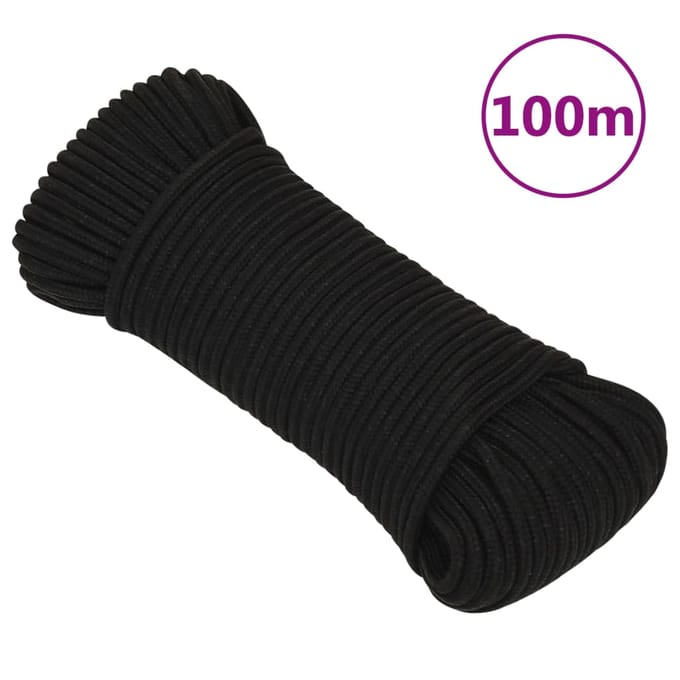vidaXL - Werktouw - 5 - mm - 100 - m - polyester - zwart