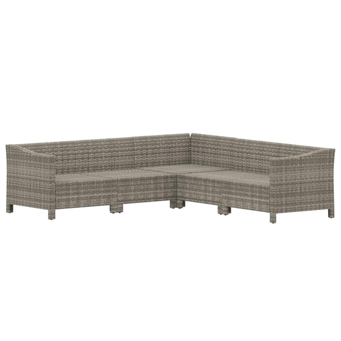 vidaXL - 5-delige - Loungeset - met - kussens - poly - rattan - grijs