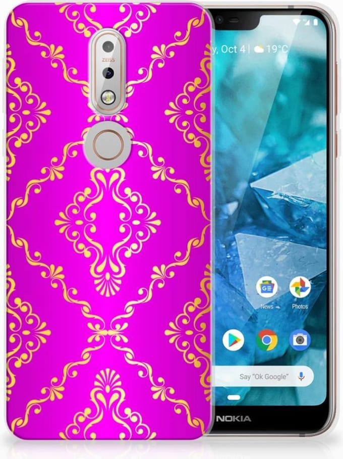 Siliconen Hoesje Nokia 7.1 Barok Roze