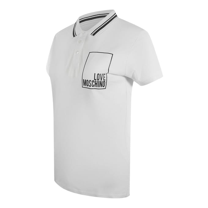 Love Moschino Small Box Logo Witte Poloshirt